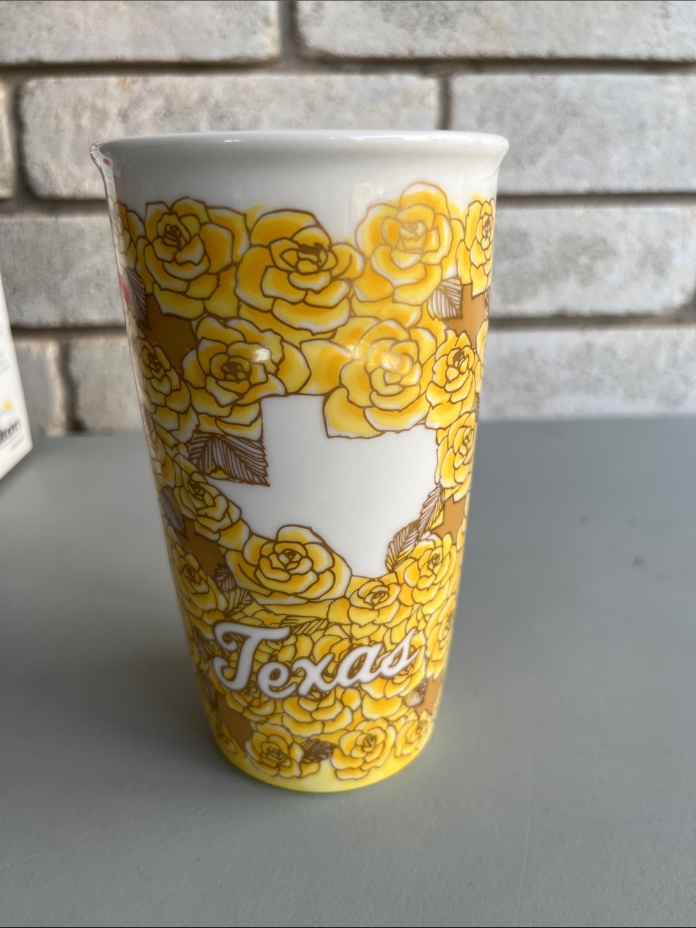 Texas Floral Ceramic Tumbler in Yellow - Unbranded